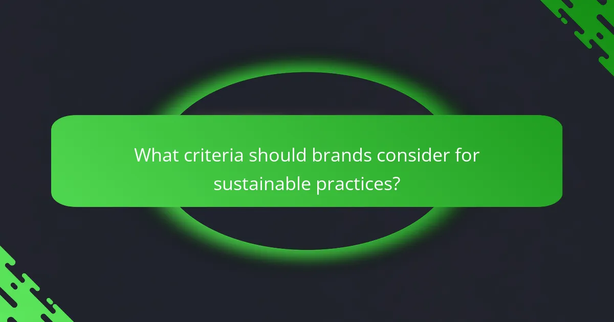 What criteria should brands consider for sustainable practices?